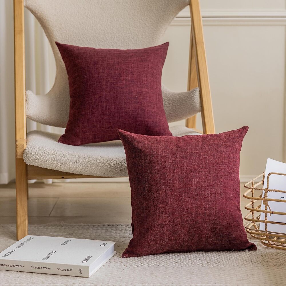 2874 24x24 Euro Sham Pillow Covers Textured Lined Linen Throw Pillow Covers